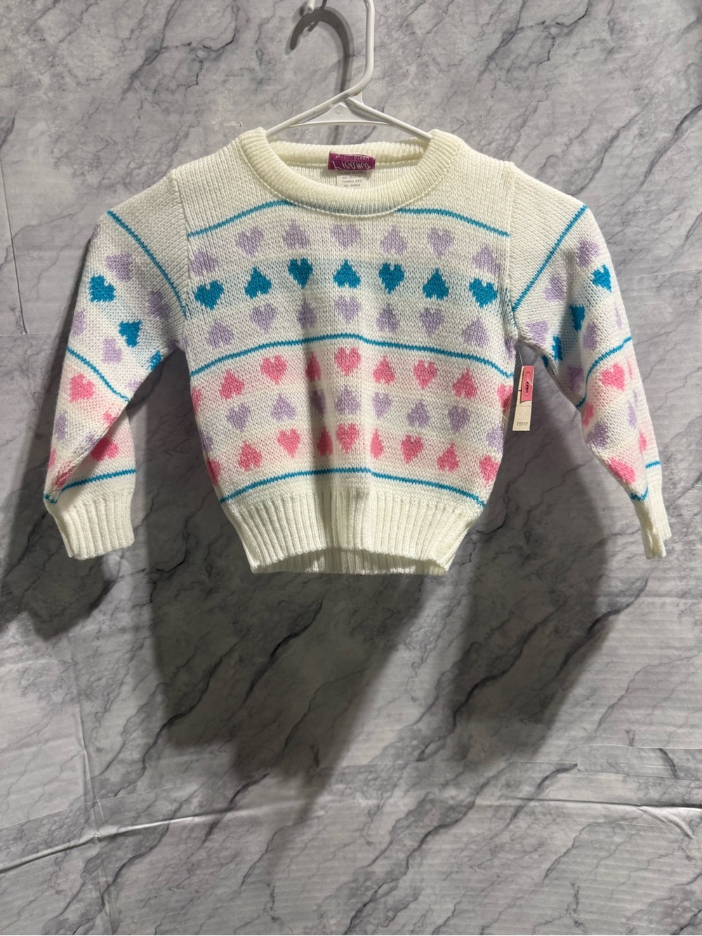 Vintage Picamo by Fried & Frey Girls Heart Knit Sweater Size 4 NOS Made in USA